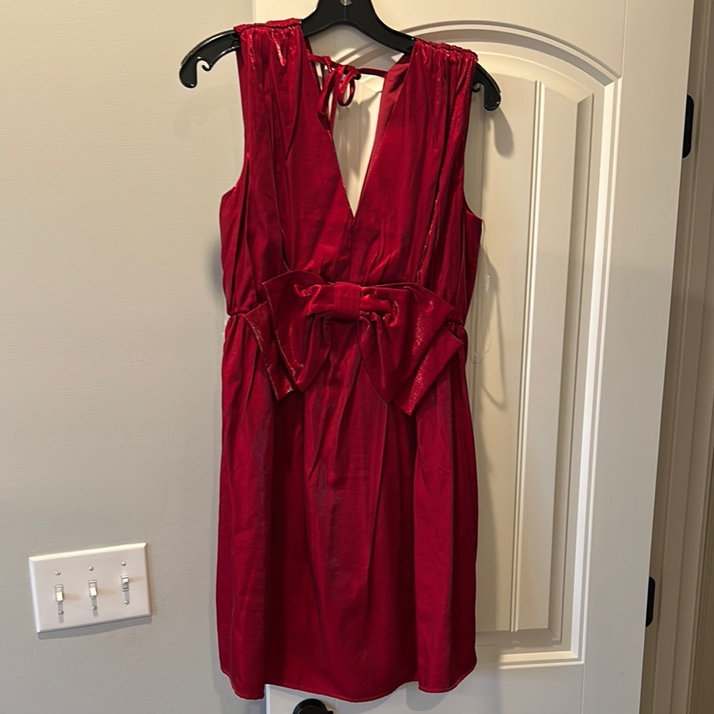 Red Plunge Neck Backless Sundress